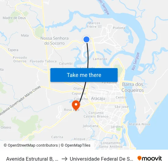 Avenida Estrutural B, 1400 to Universidade Federal De Sergipe map