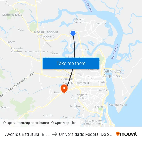 Avenida Estrutural B, 1399 to Universidade Federal De Sergipe map