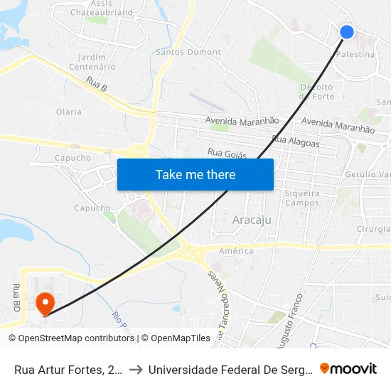 Rua Artur Fortes, 287 to Universidade Federal De Sergipe map