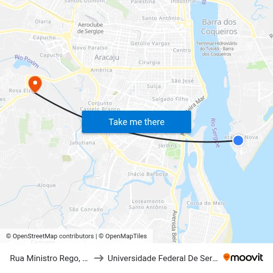 Rua Ministro Rego, 418 to Universidade Federal De Sergipe map