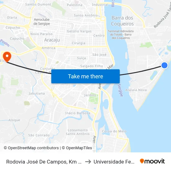 Rodovia José De Campos, Km 2,6 Norte | Praia Da Costa to Universidade Federal De Sergipe map