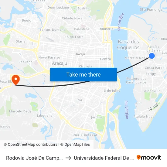Rodovia José De Campos, 339 to Universidade Federal De Sergipe map