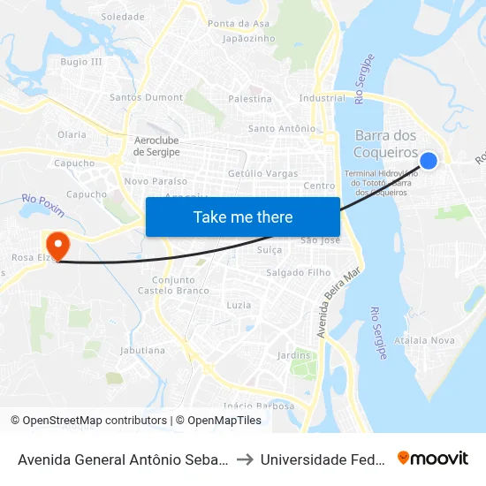 Avenida General Antônio Sebastião Basílio Pirro, 782 to Universidade Federal De Sergipe map