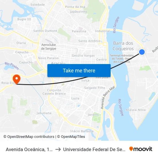 Avenida Oceânica, 1150 to Universidade Federal De Sergipe map