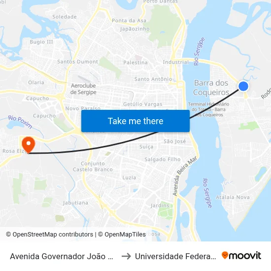 Avenida Governador João Alves Filho, 905 to Universidade Federal De Sergipe map