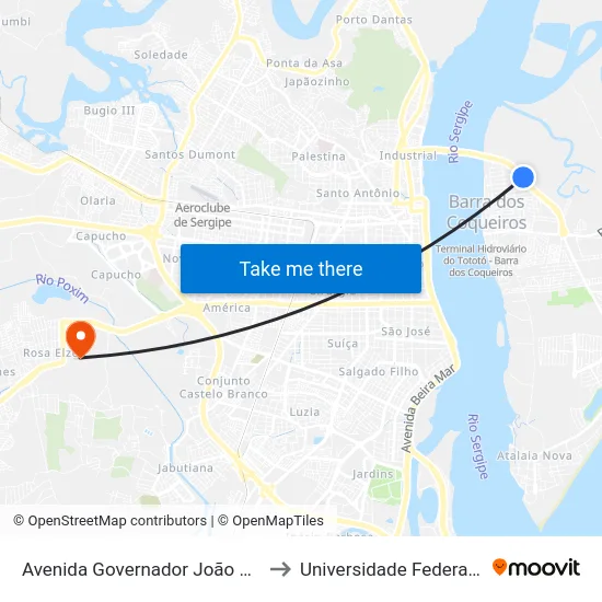 Avenida Governador João Alves Filho, 305 to Universidade Federal De Sergipe map