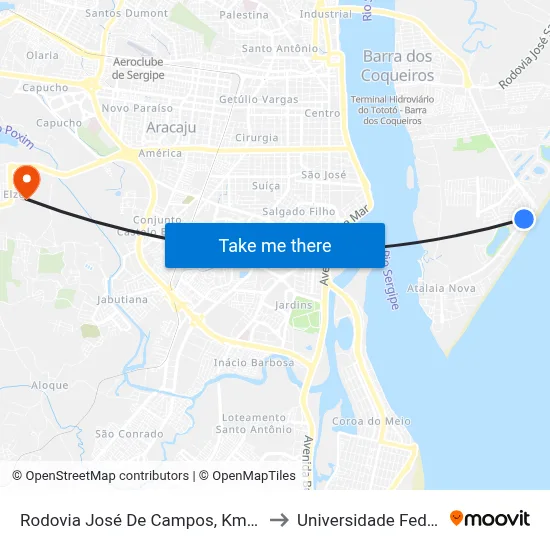 Rodovia José De Campos, Km 2,8 Sul | Praia Da Costa to Universidade Federal De Sergipe map