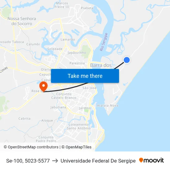 Se-100, 5023-5577 to Universidade Federal De Sergipe map