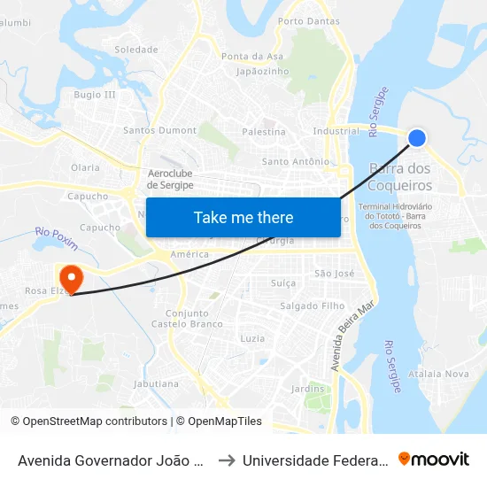 Avenida Governador João Alves Filho, 100 to Universidade Federal De Sergipe map