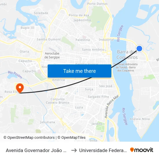 Avenida Governador João Alves Filho, 500 to Universidade Federal De Sergipe map