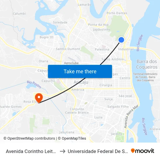 Avenida Corintho Leite, 295 to Universidade Federal De Sergipe map