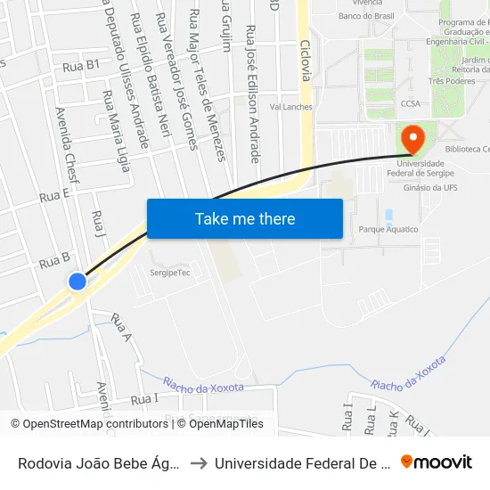 Rodovia João Bebe Água, 736 to Universidade Federal De Sergipe map