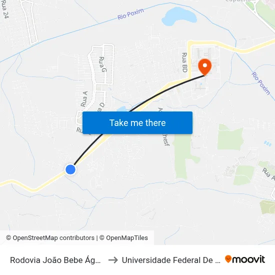 Rodovia João Bebe Água 2271 to Universidade Federal De Sergipe map