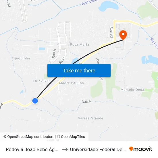 Rodovia João Bebe Água 3380 to Universidade Federal De Sergipe map