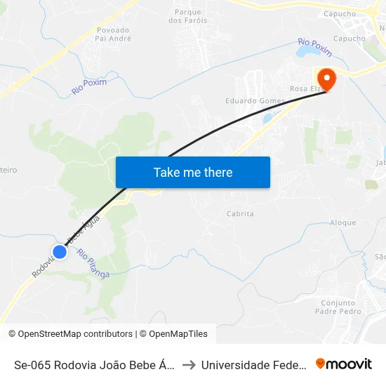 Se-065 Rodovia João Bebe Água, Km 10,2 Oeste to Universidade Federal De Sergipe map