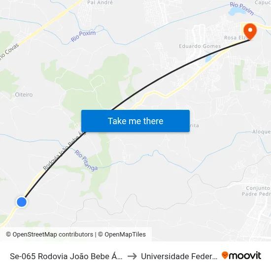 Se-065 Rodovia João Bebe Água, Km 12,7 Leste to Universidade Federal De Sergipe map