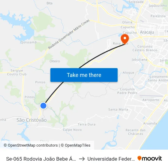 Se-065 Rodovia João Bebe Água, Km 14,7 Leste to Universidade Federal De Sergipe map