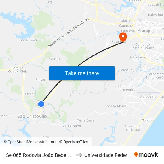 Se-065 Rodovia João Bebe Água, Km 15 Leste to Universidade Federal De Sergipe map