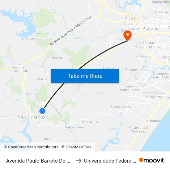 Avenida Paulo Barreto De Menezes, 1085 to Universidade Federal De Sergipe map