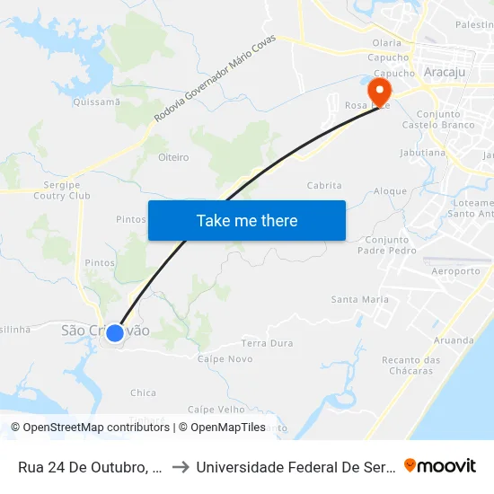 Rua 24 De Outubro, 503 to Universidade Federal De Sergipe map