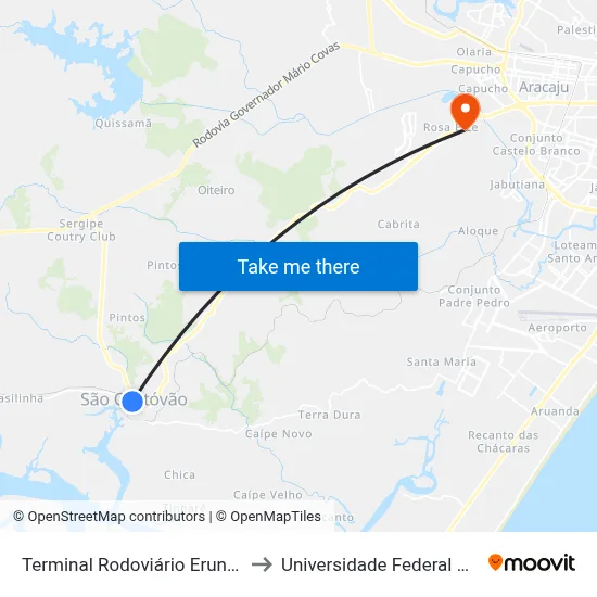 Terminal Rodoviário Erundino Prado to Universidade Federal De Sergipe map