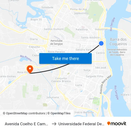 Avenida Coelho E Campos, 174 to Universidade Federal De Sergipe map