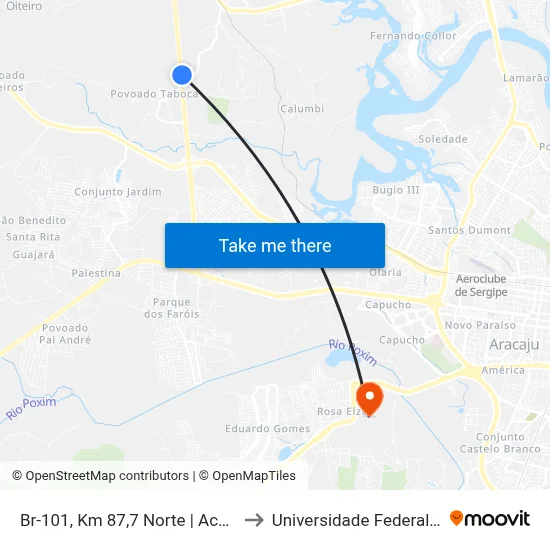 Br-101, Km 87,7 Norte | Acesso A Taboca to Universidade Federal De Sergipe map