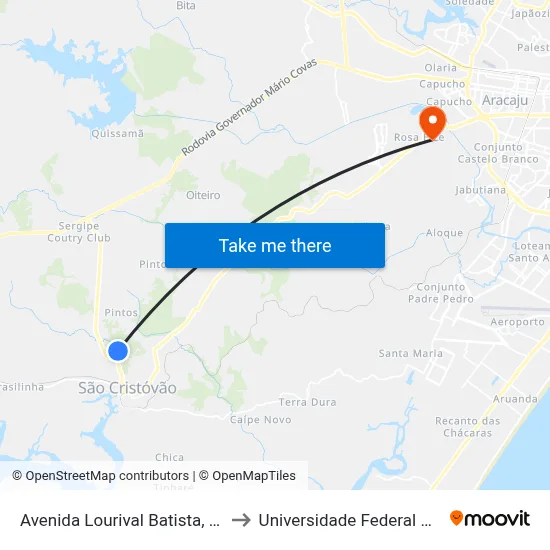 Avenida Lourival Batista, 1050-1070 to Universidade Federal De Sergipe map