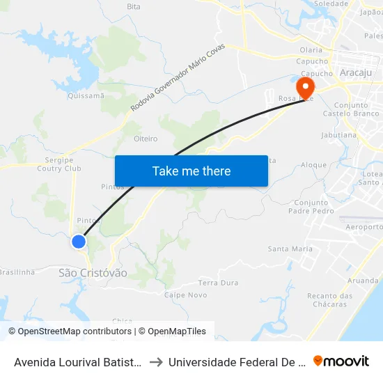 Avenida Lourival Batista, 1481 to Universidade Federal De Sergipe map