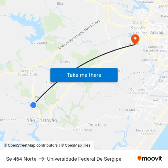 Se-464 Norte to Universidade Federal De Sergipe map