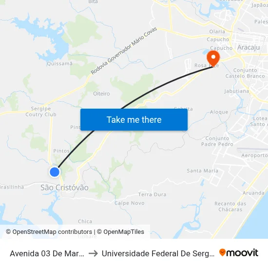 Avenida 03 De Março to Universidade Federal De Sergipe map