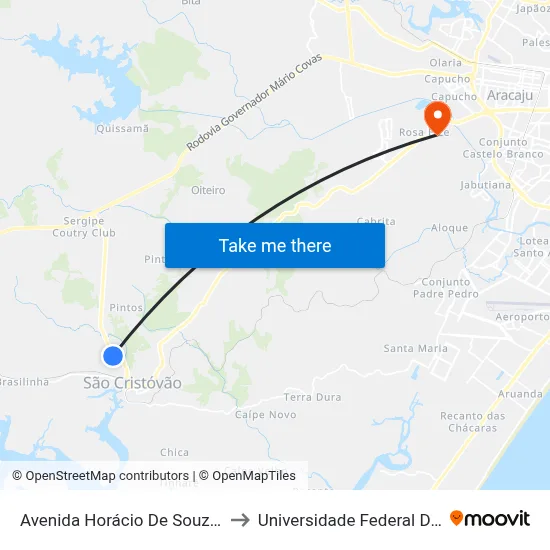 Avenida Horácio De Souza Lima, 44 to Universidade Federal De Sergipe map
