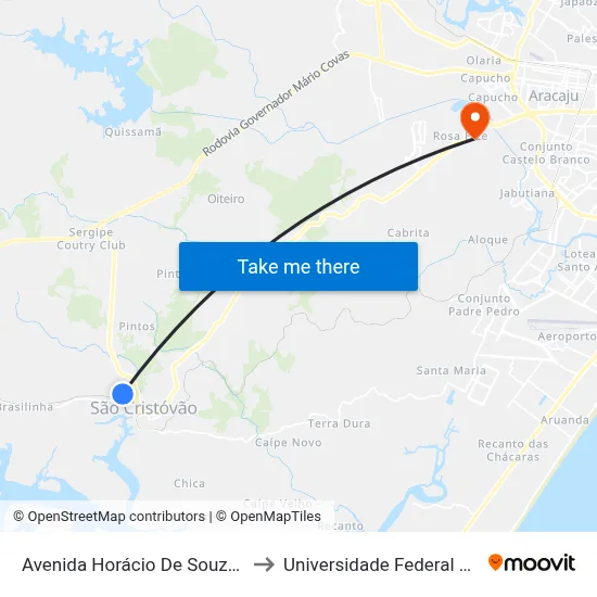 Avenida Horácio De Souza Lima, 202 to Universidade Federal De Sergipe map