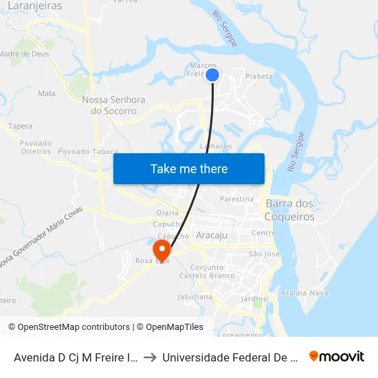 Avenida D Cj M Freire Iii, 849 to Universidade Federal De Sergipe map