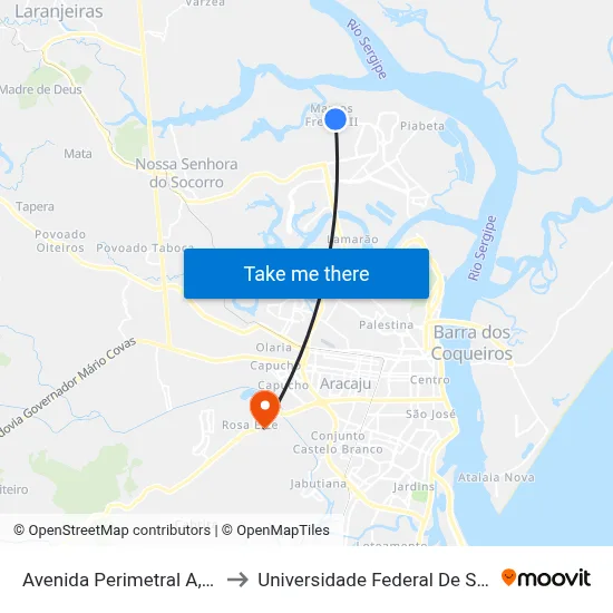 Avenida Perimetral A, 1343 to Universidade Federal De Sergipe map