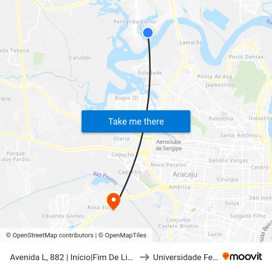 Avenida L, 882 | Início|Fim De Linha | Conjunto Orlando Dantas to Universidade Federal De Sergipe map