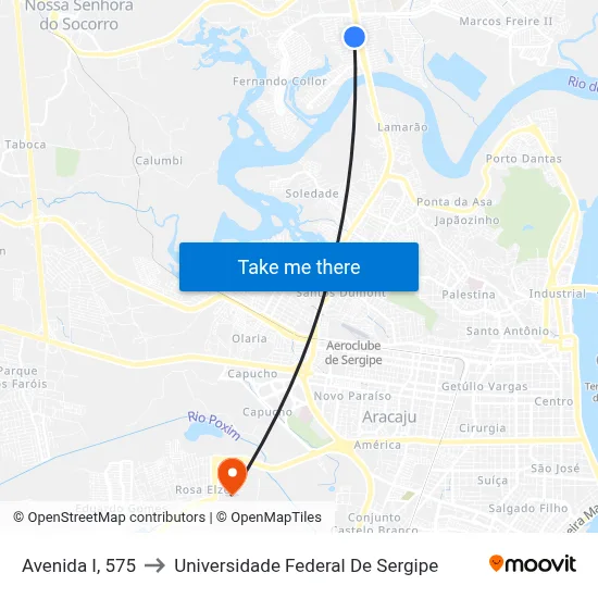 Avenida I, 575 to Universidade Federal De Sergipe map