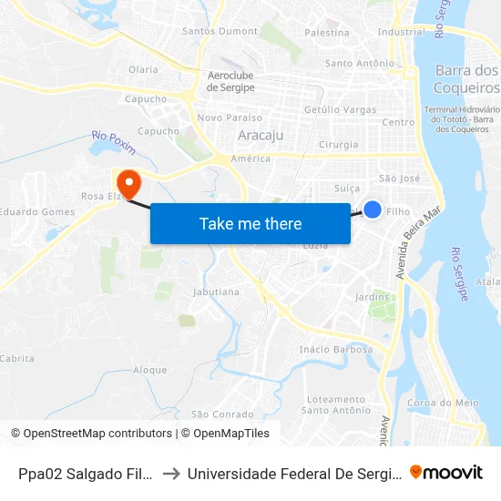Ppa02 Salgado Filho to Universidade Federal De Sergipe map