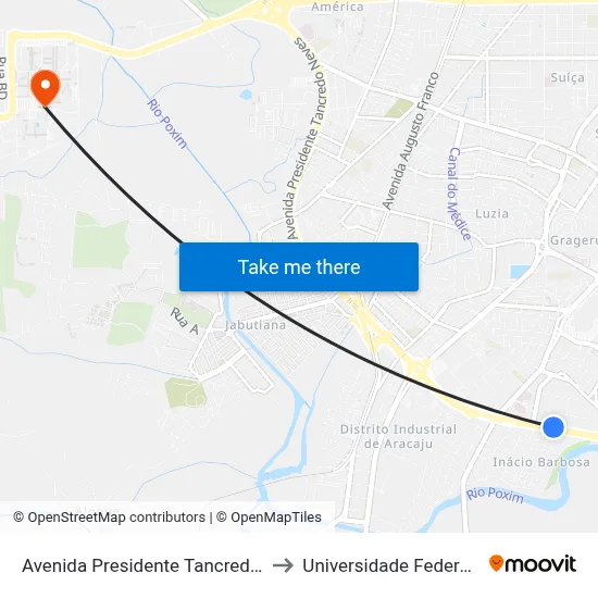 Avenida Presidente Tancredo Neves, 1070 A to Universidade Federal De Sergipe map