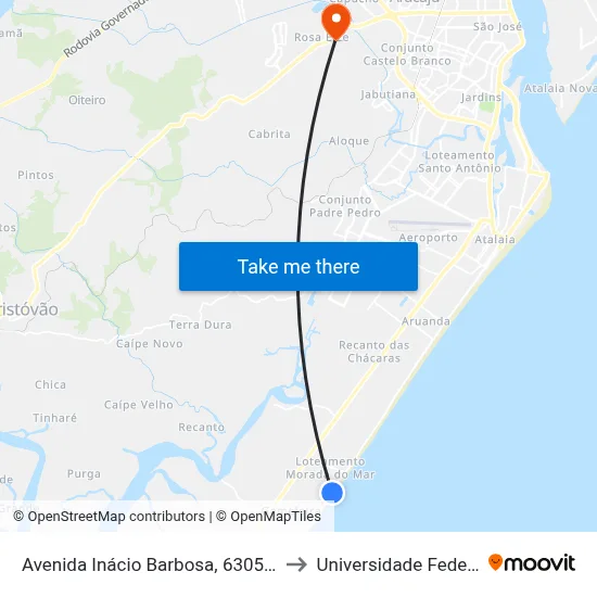 Avenida Inácio Barbosa, 6305 | Bar Recanto Do Ary to Universidade Federal De Sergipe map