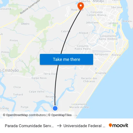 Parada Comunidade Servos De Maria to Universidade Federal De Sergipe map