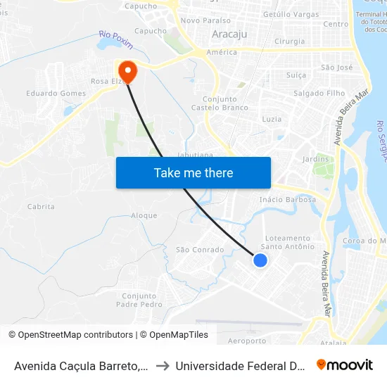 Avenida Caçula Barreto, 349-359 to Universidade Federal De Sergipe map