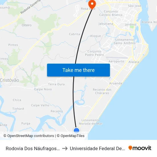 Rodovia Dos Náufragos, 11780 to Universidade Federal De Sergipe map