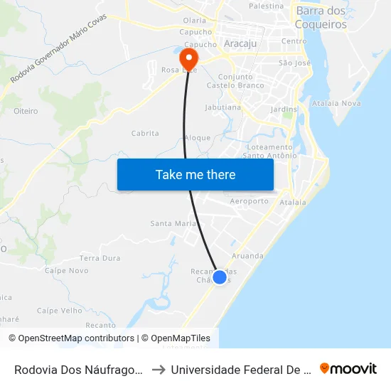 Rodovia Dos Náufragos, 5557 to Universidade Federal De Sergipe map