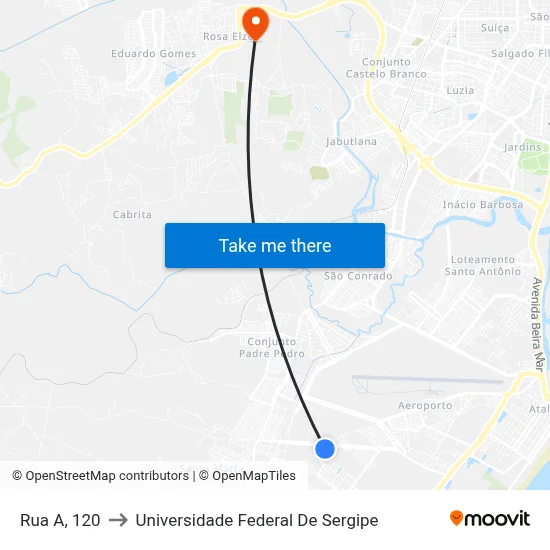 Rua A, 120 to Universidade Federal De Sergipe map