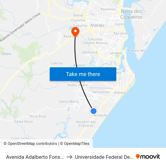 Avenida Adalberto Fonseca, 421 to Universidade Federal De Sergipe map