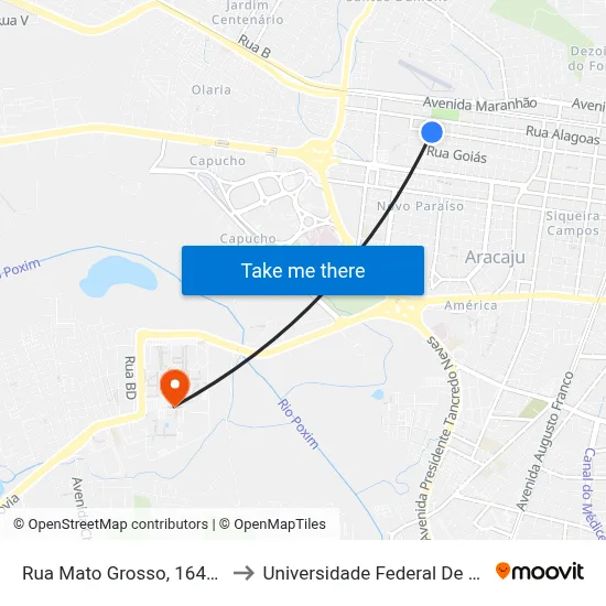 Rua Mato Grosso, 1647-1699 to Universidade Federal De Sergipe map