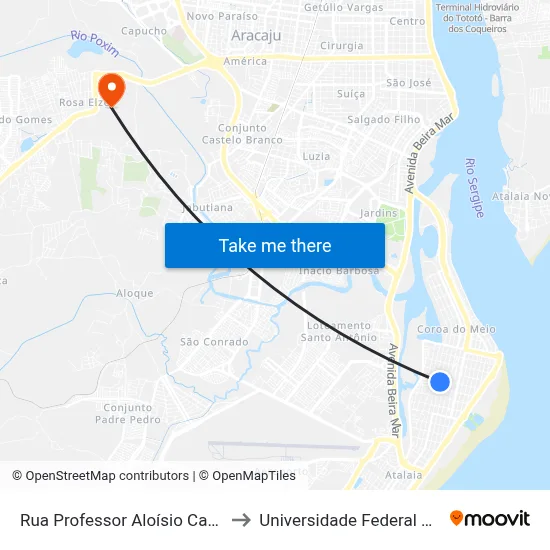 Rua Professor Aloísio Campos,1080 to Universidade Federal De Sergipe map