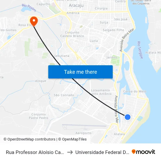 Rua Professor Aloísio Campos, 494 to Universidade Federal De Sergipe map
