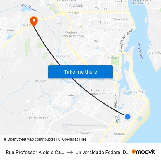 Rua Professor Aloísio Campos, 495 to Universidade Federal De Sergipe map